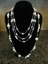 Lot of 2 Nice Necklaces w/ Silver Tone Chain & Faux Pearls / J CREW & RMN Roman - $15.95