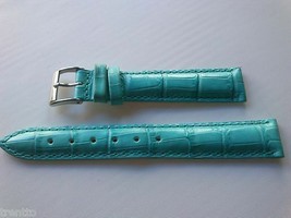 Bracelet Montre 14,16 MM Cuir Bleu Turquoise Boucle Acier Band - $3.05