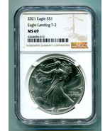 2021 T-2 AMERICAN SILVER EAGLE EAGLE LANDING NGC MS69 BROWN TYPE TWO PRE... - $51.95