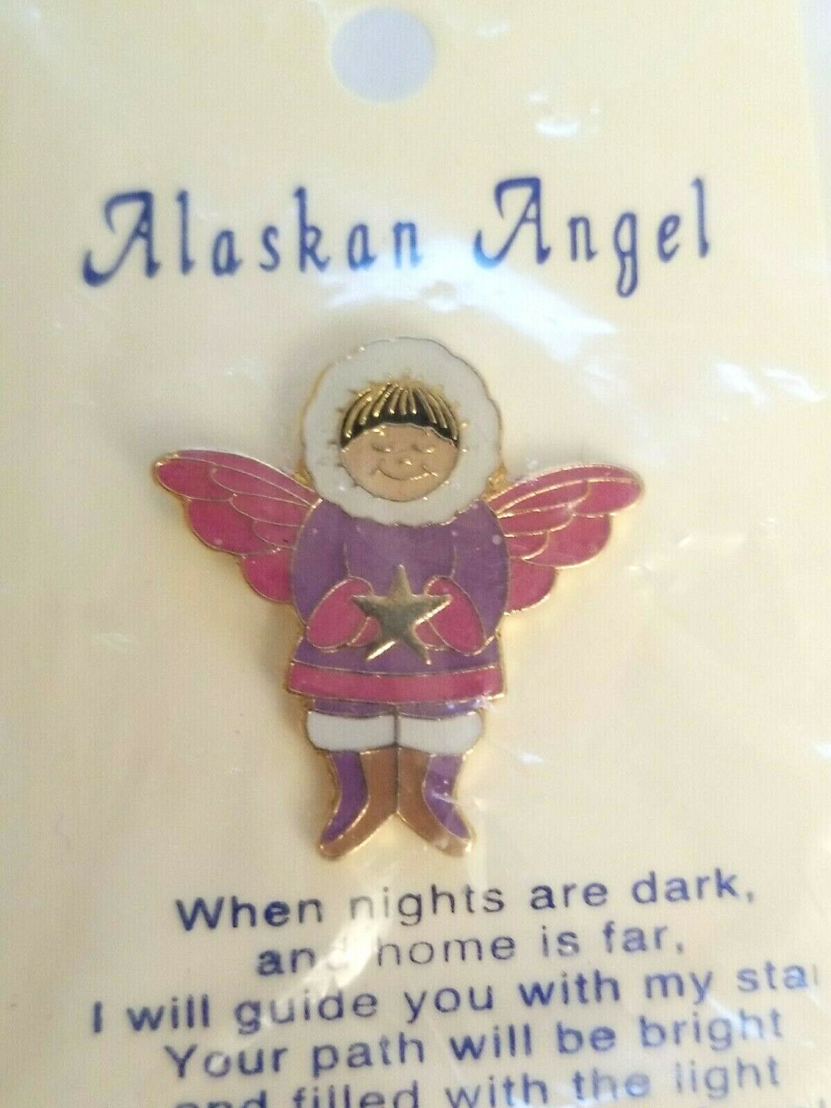 Primary image for Eskimo Girl Gold Tone Enamel Alaskan Angel Alaska Souvenir Pin Collection New  