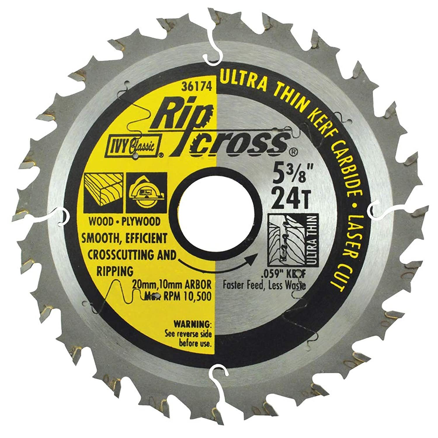 36174 Ripcross 5-3/8-Inch 24 Tooth Thin Kerf Carbide Circular Saw Blade With 20M