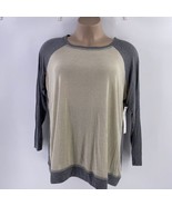French Connection Woman Top 2X Gray Silver Glitter Round Neck Long Sleeve - $16.82
