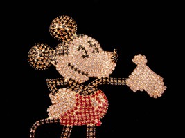huge 4&quot; mouse Brooch - BIG 400 rhinestone mickey mouse pin vintage estat... - $125.00
