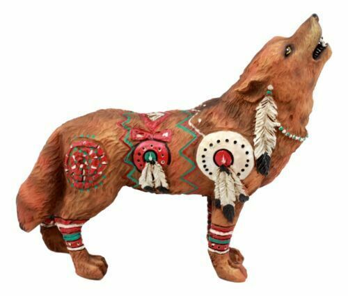 Tribal Warpath Native Howling Wolf Totem Spirit Figurine Collection 6.25L