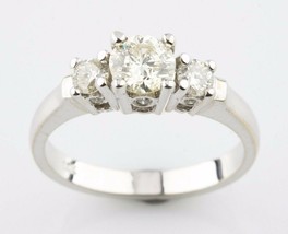 1.64 Quilate Diamante Redondo 3-Stone 18k Blanco Anillo Oro Compromiso T... - $3,546.13