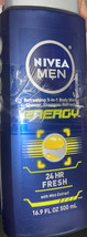 3 Pack - Nivea Men Refreshing 3-in-1 Body Wash Energy 24 Hour Fresh - 16.9 oz ea - $19.99