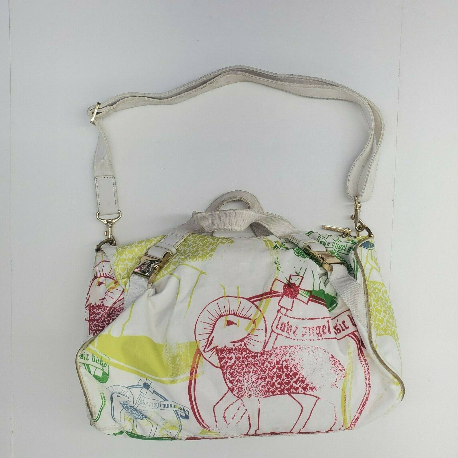 Gwen Stefani Lamb Lesportsac White Multi Color Purse Bag Cross Body