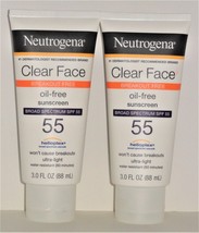 2 Neutrogena Clear Face Breakout Free Oil-Free Sunscreen Broad Spectrum SPF 55 - $39.99