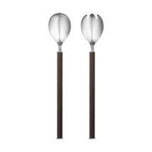 Bernadotte by Georg Jensen Stainless Steel and Smoked Oak Salad Serving ... - $68.31