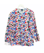 Barco Snowman Medical Scrubs Jacket Women Small Uniform Lab Coat Hospita... - $15.75