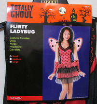 Sexy Flirty Ladybug Womens Halloween Costume Dress Wings Red Black Size ... - $13.16