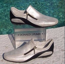 Donald Pliner Metallic Silver Leather Shoe New Athletic Inspired Flex 6.5 $225 - $90.00