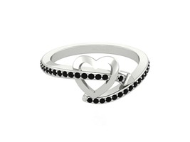 0.24cttw Black Diamond Arrow Heart Ring Valentine's Day Gift For Her White Gold - $799.99