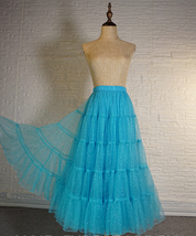Princess Long Tulle Skirt Outfit Tiered Sparkle Tulle Skirt High Waist Plus Size image 11