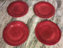 Lot Of 4 Pier 1 Imports Red/Maroon 9” Melamine Appetizer Plates-Dishwasher Safe - $59.28