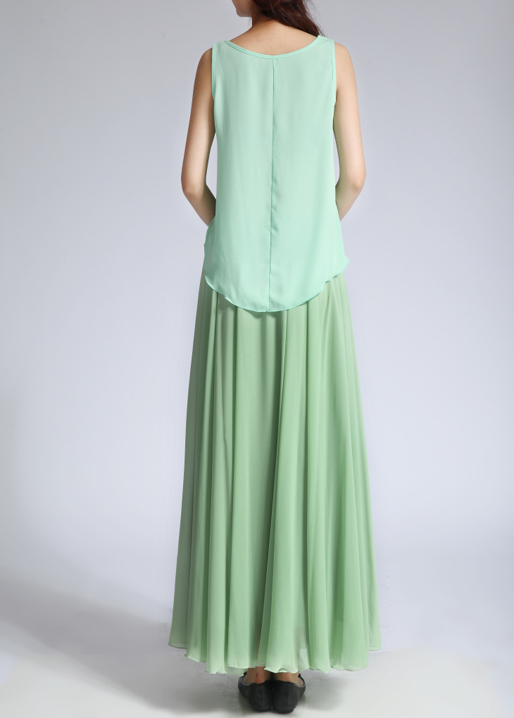 CHIFFON MAXI Skirt Sage-Green Long Silk Chiffon Bridesmaid Maxi Skirt ...