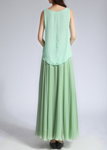 CHIFFON MAXI Skirt Sage-Green Long Silk Chiffon Bridesmaid Maxi Skirt Plus image 3