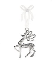 Wishing you blessings of joy & health - Silver Reindeer Zinc Epoxy Glass Christm - $9.95