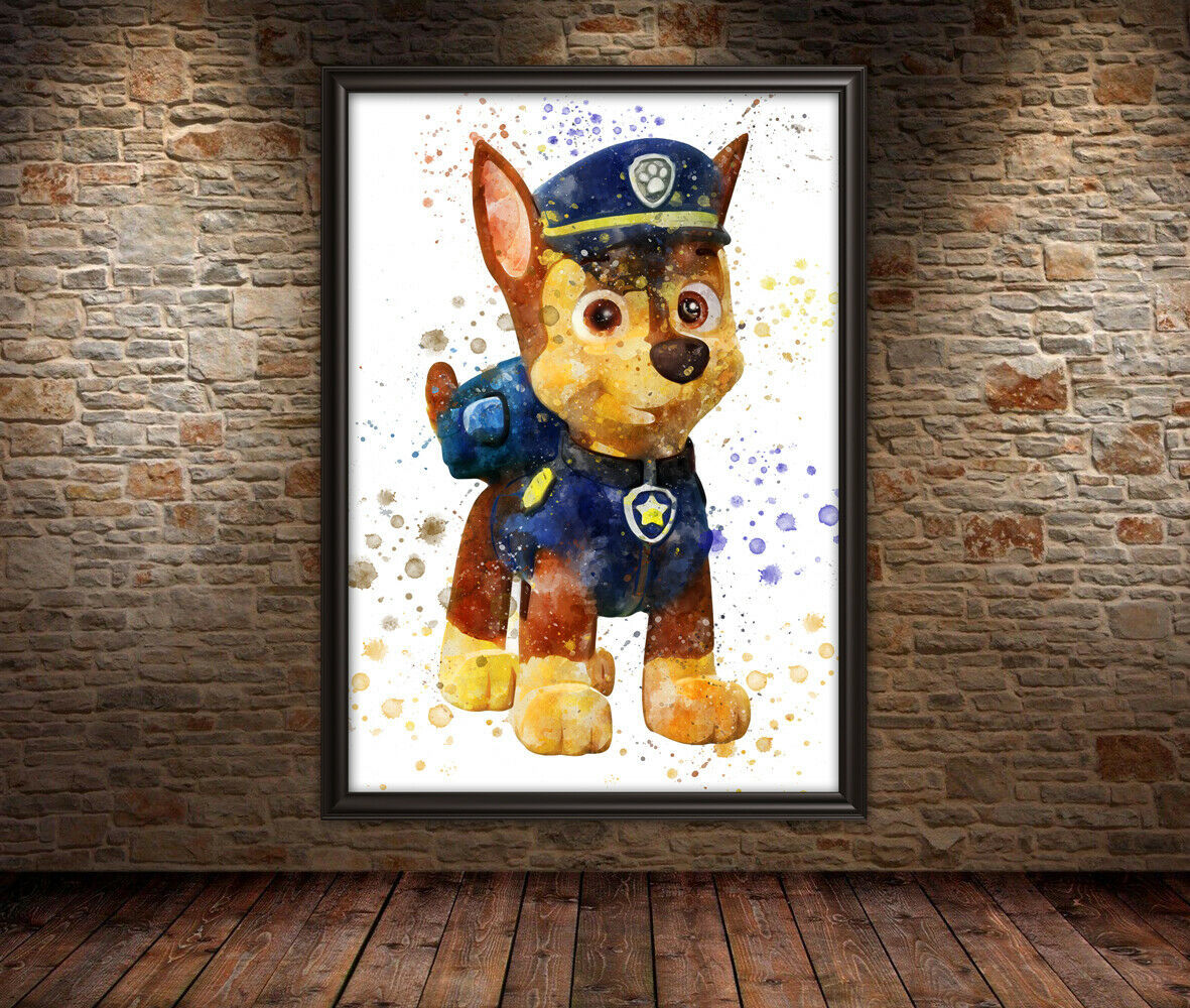 CHASE PAW PATROL Kids Poster Paw Patrol Wall Art Deco Chase Wall