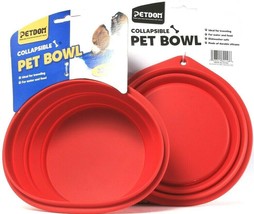 2 Ct Petdom More Harmonious In Nature Collapsible Pet Bowl Red Holds 33.8 oz  image 2