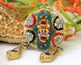 Vintage micro mosaic italy pendant dangles flowers tesserae thumb200