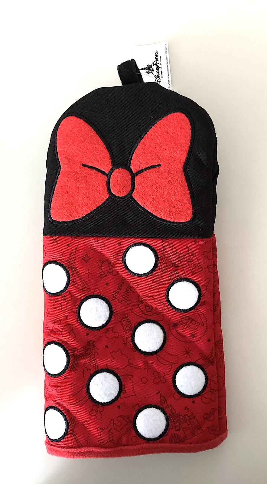 Disney Parks Minnie Mouse Bow Polka Dots Oven Mitt Potholder New Minnieovenmitt