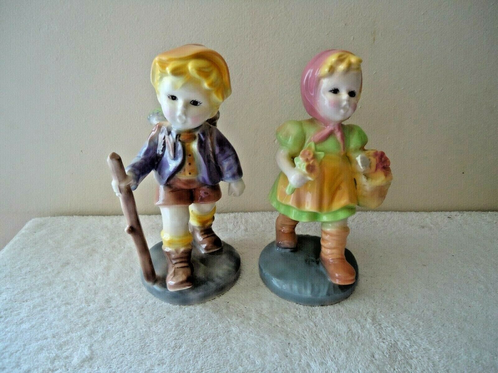 Vintage Large Ceramic Hansel & Gretel Figurine Set 