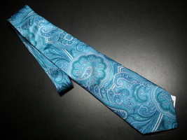 Jos A Bank Neck Tie Made in Italy Paisleys in Blues Greens Unused Retail Tag - $13.99