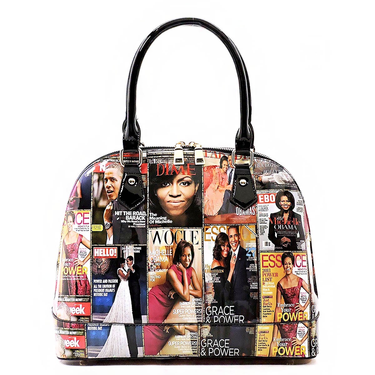 Michelle Barack Obama Dome Satchel Handbag Wallet Set Magazine Collage ...