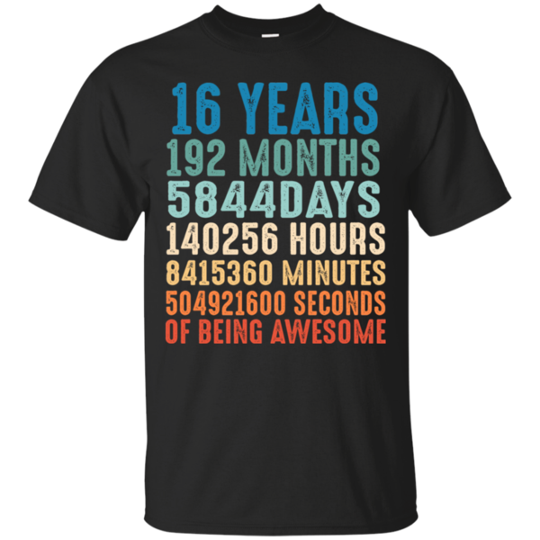 16 Years Old 16th Birthday Vintage Retro T-shirt 192 Months - T-Shirts ...