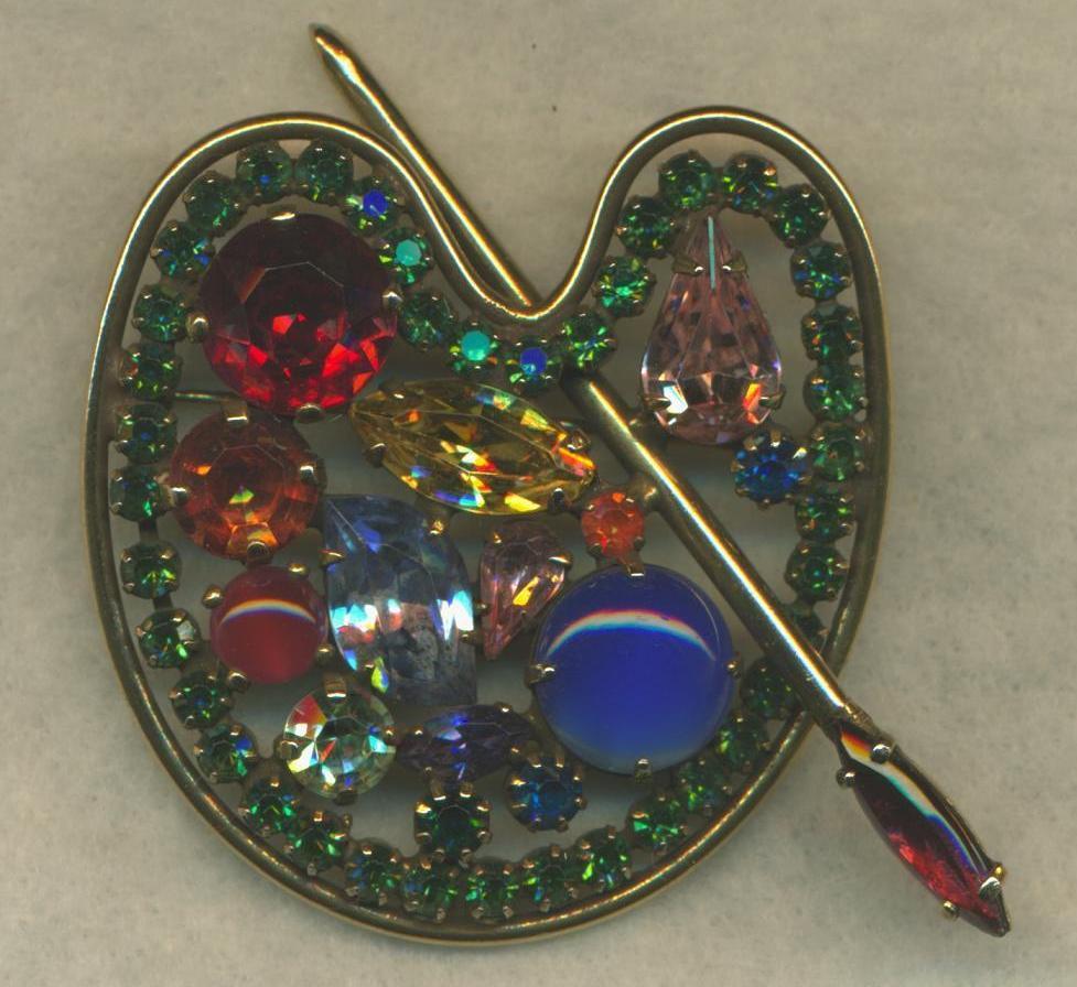 Vintage Weiss Brooch Artist Palette Pins, Brooches