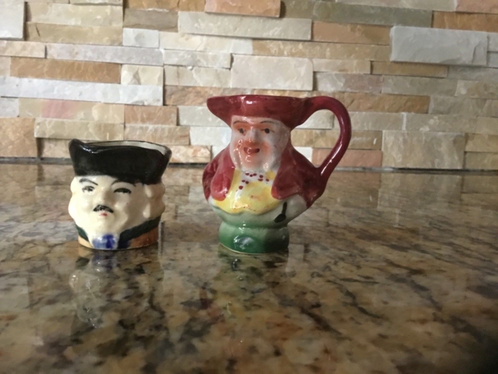 Primary image for VINTAGE Cup JUG Man mini Pitcher figurine ENGLAND Set of two