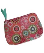 Small Cosmetic Bag Whimsical Flowers Kaleidoscope Makeup Pouch Coral Hot... - $7.50