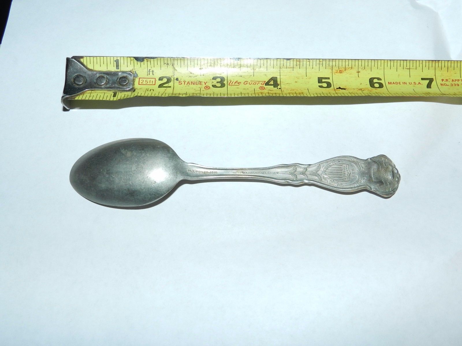 VINTAGE UNITED STATES 6" COLLECTIBLE SPOON WM ROGERS NICKEL SILVER Souvenir Spoons