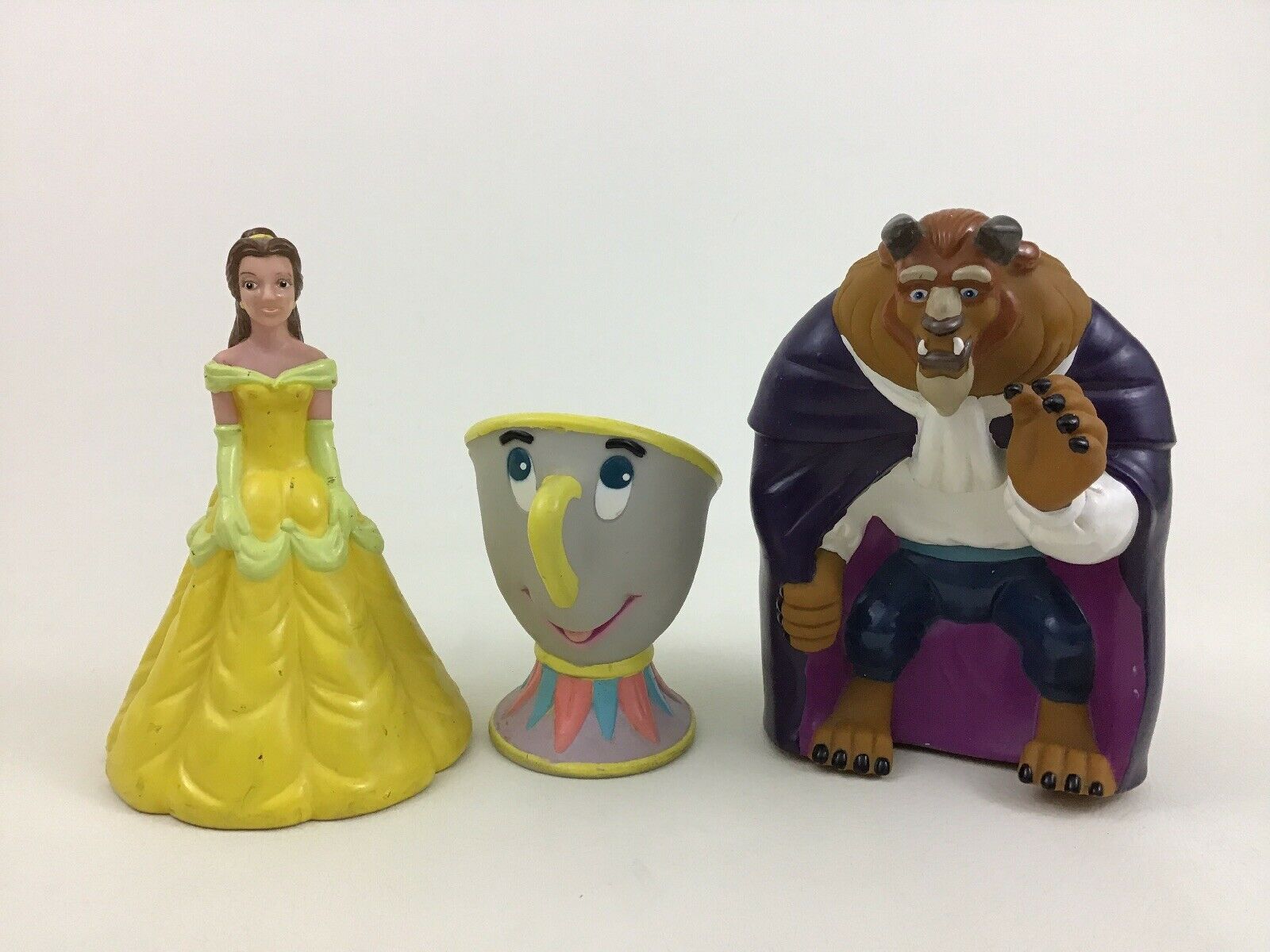 Beauty And The Beast 3pc Lot Vintage Hand Puppets Toys Beast Belle Chip ...