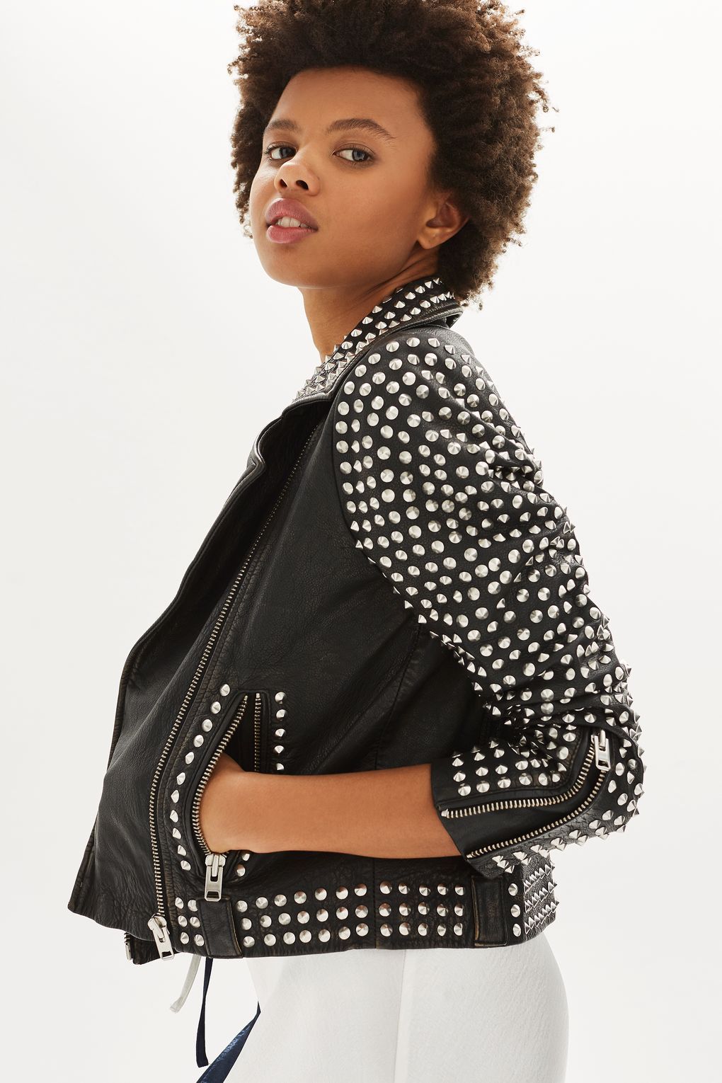 Hand made Rock Punk Black Studded Leather Biker Jacket For ... (1020 x 1530 Pixel)