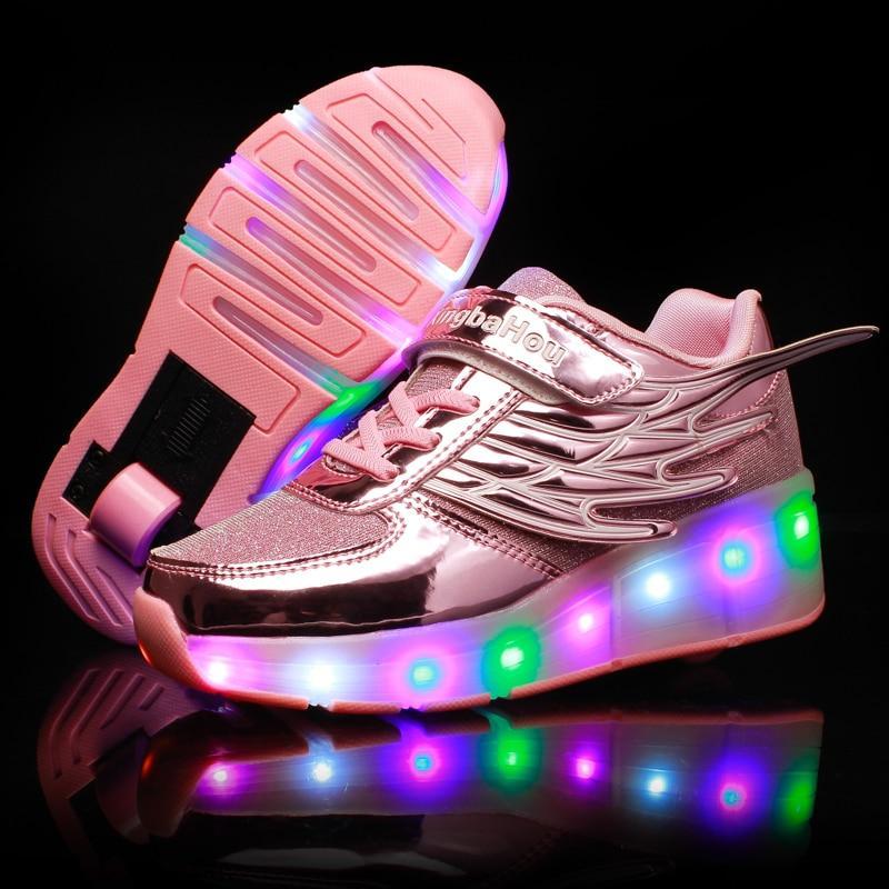 LED Heelys Shoes with Wing Automatic Lamp Flashing Sport Casual Shoes ...
