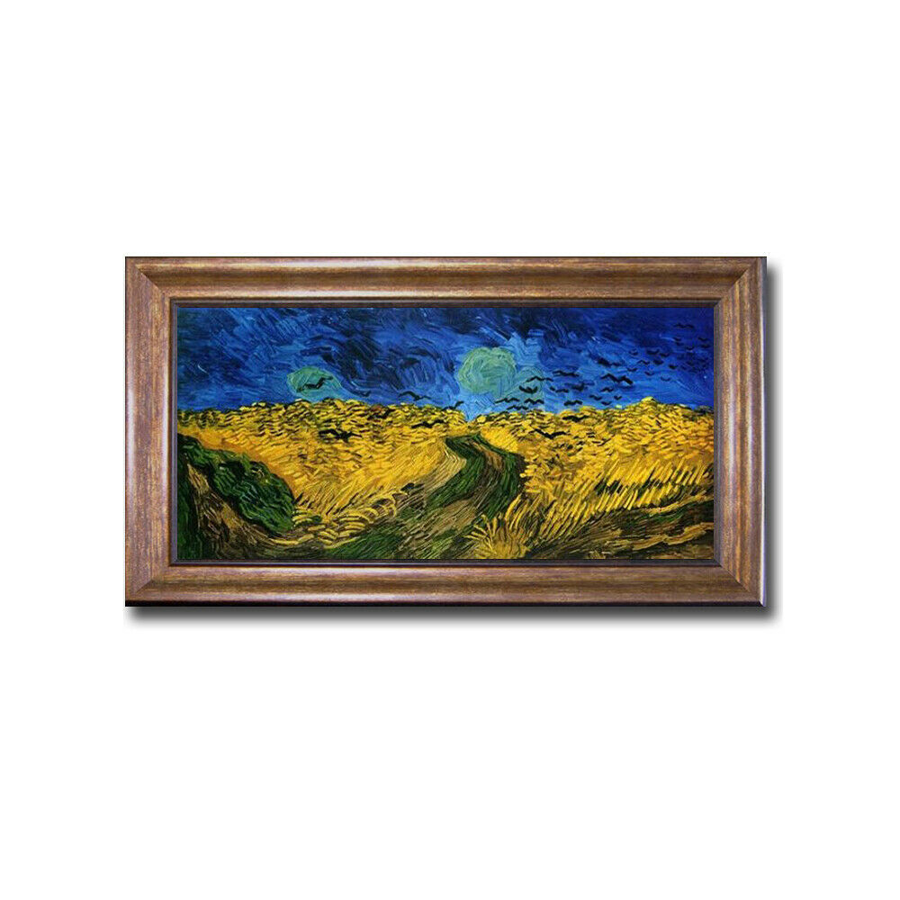 Bronze Framed Crows Over the Wheatfields by Van Gogh Canvas Giclee 22 in x 40 in