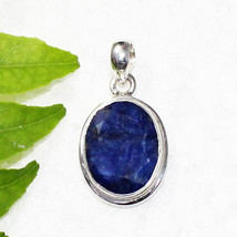 Natural BLUE SAPPHIRE Gemstone 925 Sterling Silver Handmade Jewelry Pendant - $37.30