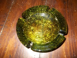 Vintage Anchor Hocking Soreno Green Glass Ashtray 6.25” Mint - $24.75