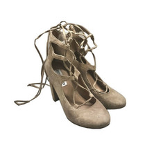 STEVE MADDEN Voxx Sand Suede Leather Lace-Up Heels Shoes Sz 6 - $42.06