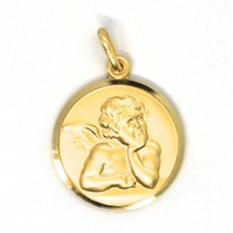 SOLID 18K YELLOW GOLD MEDAL, GUARDIAN ANGEL, 17 mm DIAMETER, VERY DETAILED image 2