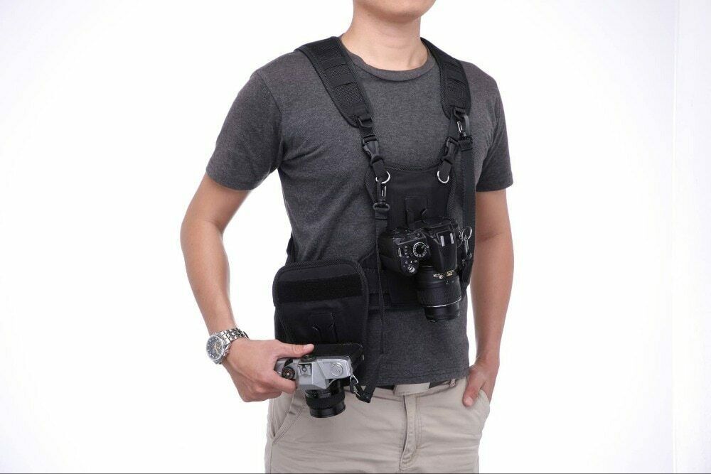 Photographer Dual Camera Chest Harness Vest DSLR Carrying System Side Holster Straps & Hand Grips