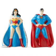 Superman Wonder Woman Salt & Pepper Shakers Set DC Comics Superhero Ceramic Gift image 1