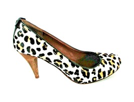 Calvin Klein Black Tan Leopard Print Cow Fur Pumps Heels Shoes Women&#39;s 7... - $109.99