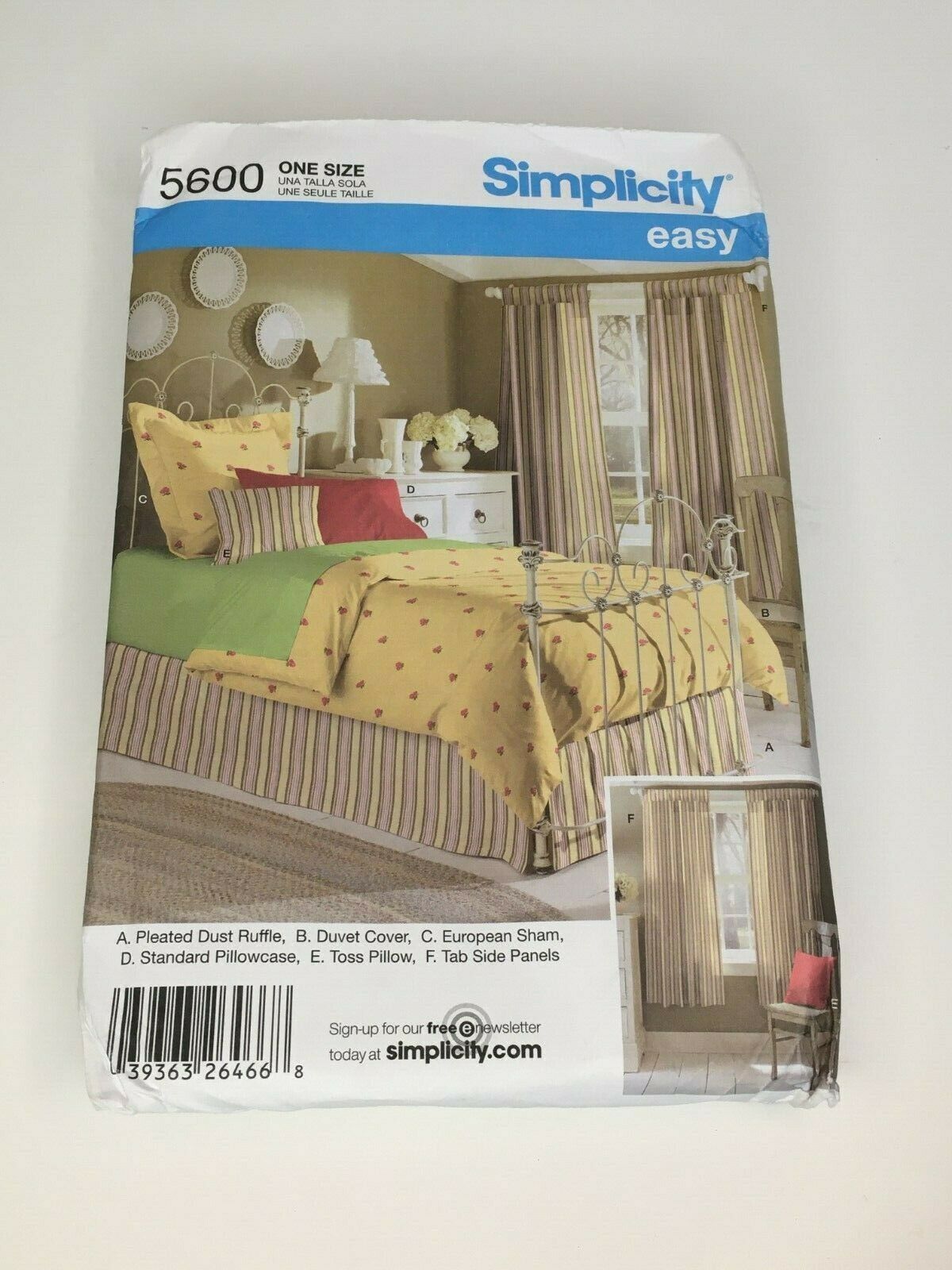 Primary image for Simplicity Easy Sewing Pattern 5600 Bedroom Accessories Duvet Cover Pillow UC