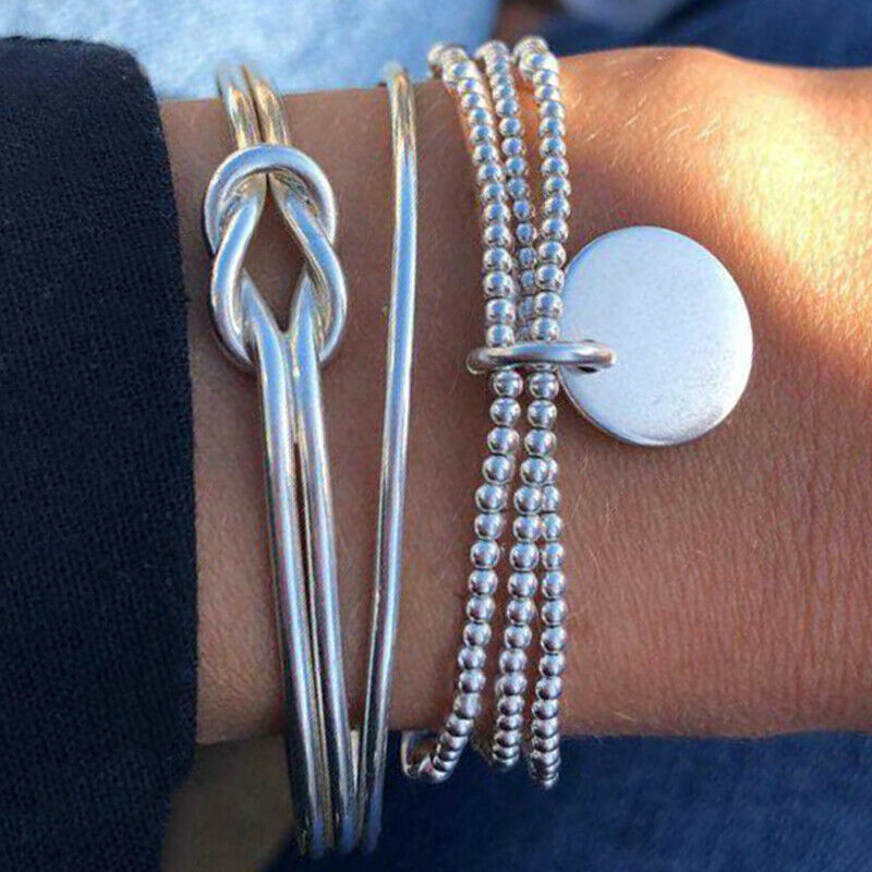 Forever Love Knot Infinity Love Bracelet Open Cuff Bangle Women's Jewelry Gift