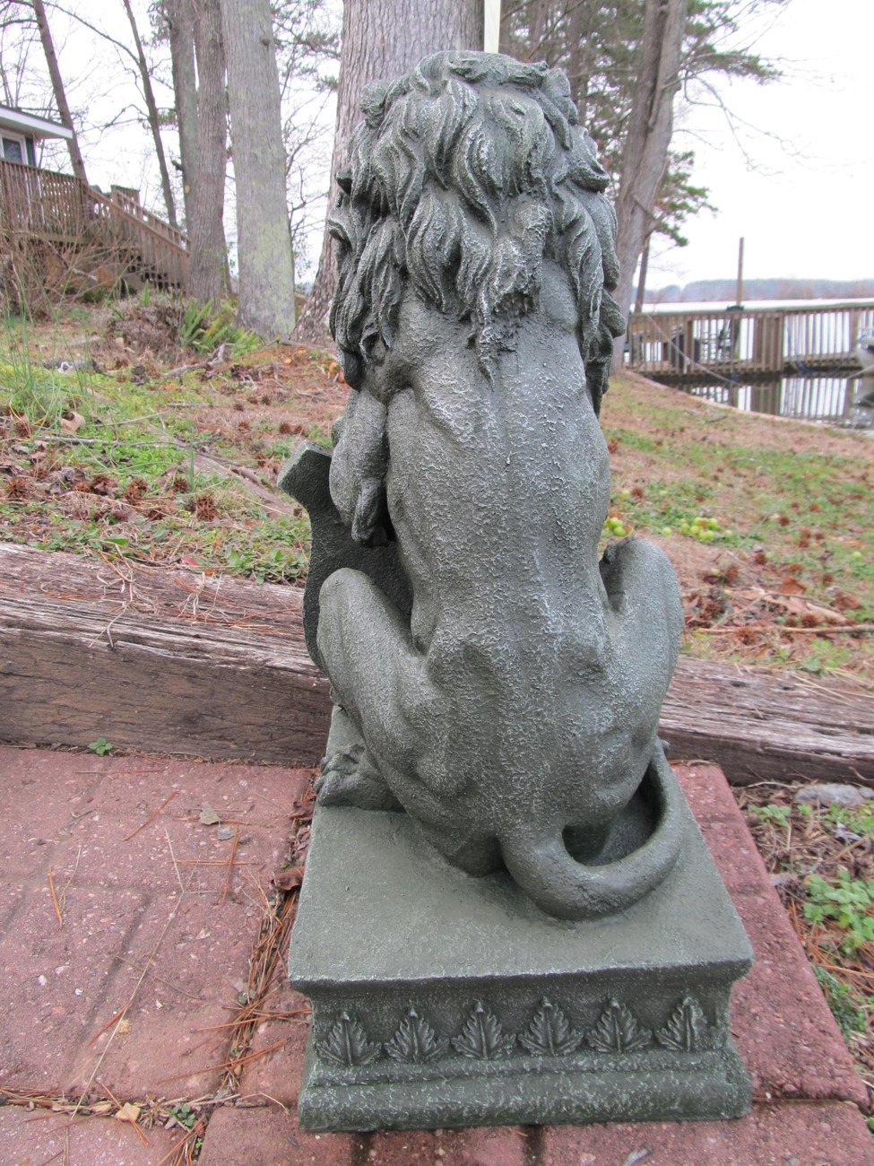 2 LION GARDEN DRIVEWAY FIGURINE STATUE PAIR 25" Tall Animals & Birds