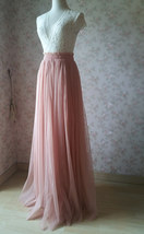 DEEP BLUSH Long Tulle Skirt Plus Size Floor Length Tulle Skirt Bridesmaid Outfit image 4
