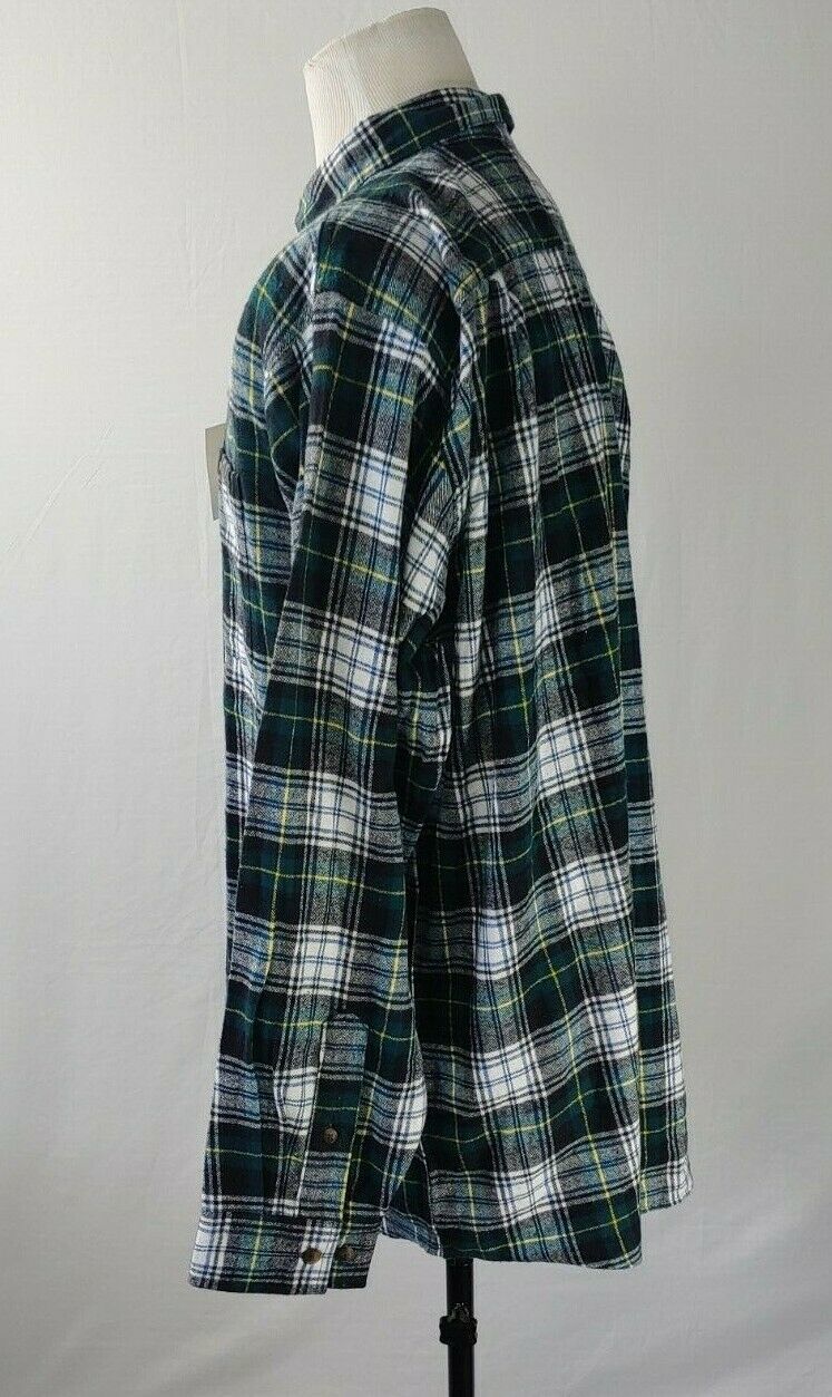 Blue Mountain Men's Plaid Green Long Sleeve Flannel Button Up Shirt sz ...